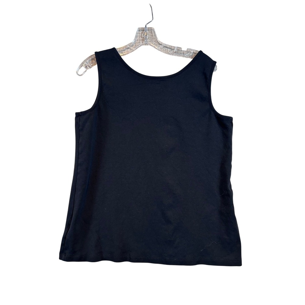 Lands End Womens Black Scoop Neck Tank Top Sleeveless Cotton Blend Large‎ 14-16
